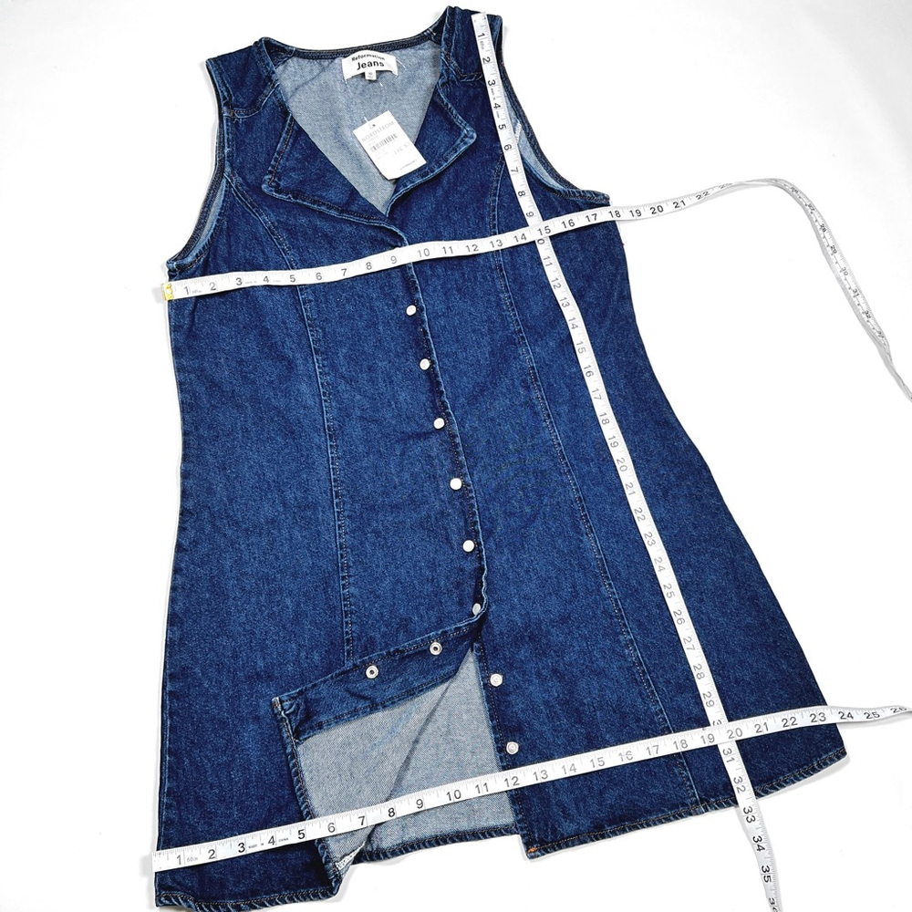 NWT Reformation Dress Blue Denim Sleeveless Mini Dress Size 10 - Picture 5 of 7